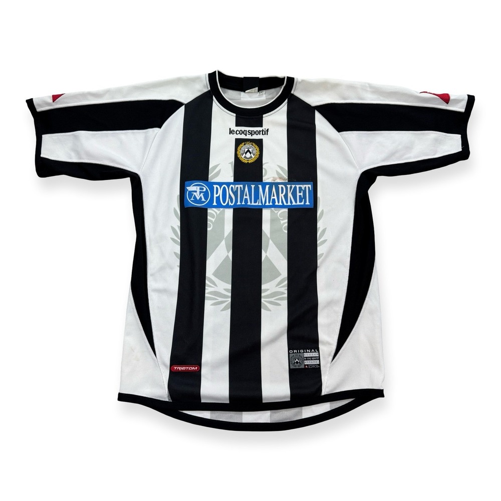 Vintage Le Coq Sportif Jersey Men's‎ XL Black White Udinese Calcio Soccer Y2K
